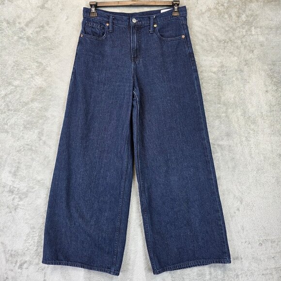 GAP Jeans Womens 27 4R Blue Baggy Mid Rise Wide Leg Tencel Lyocell Rinsed Denim - Picture 1 of 10